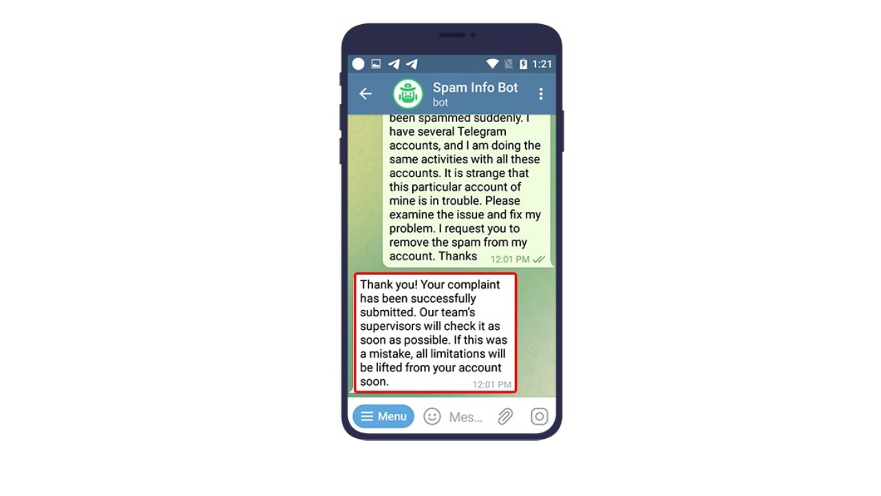 رٰفع ریپورت تلگرام با استفاده از ربات Spam Info Bot