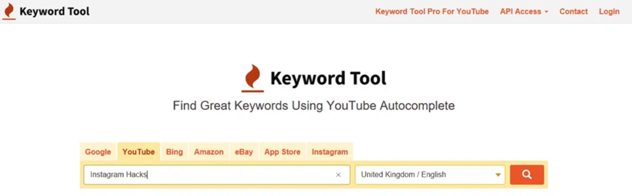 یکی از ابزارهای محبوب که برای جستجوی کلمات کلیدی سئو یوتیوب استفاده می‌شوند: KeywordTool