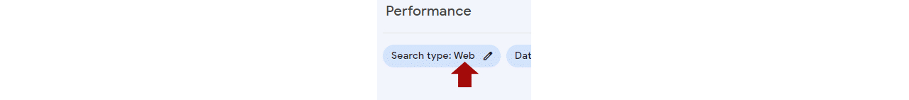 کنسول جستجوی گوگل به طور پیش‌فرض نوع جستجوی وب را نشان می‌دهد. با کلیک بر روی دکمه Search Type نوع جستجو را تغییر دهید. 